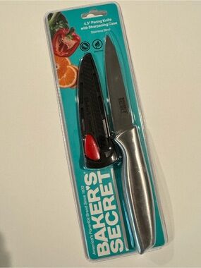 Baker's Secret 4.5” Stainless Steel Paring Knife w/Sharpening Case - NEW in Pkg